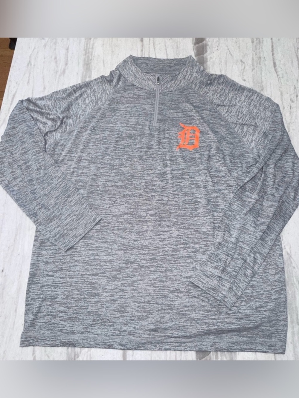 MLB Men’s Grey Quarter-Zip Long Sleeve Top with Orange D Logo